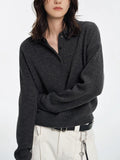Wool M*Iu Folded Retro Polo Collar High Quality Knitted Sweater K1113