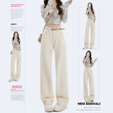 Apricot-Colored Narrow-Edscline Straight-Trousers Ultra-Comfortable Trousers And Lengths