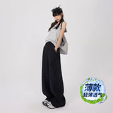 Vintage Loose Broad Leg Pants Summer Thin Suit Sleek Pants With Thin Casual Trousers Women & Trousers Fashion
