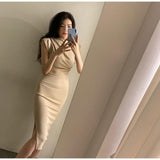 Repair Small Black Dress Open Forked And Hip Repair Body Waist Folds Sexy Dating Dress Pure Wish Little Mother Hottie Skirt