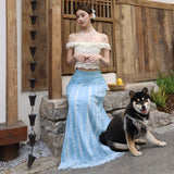 2025 New Holiday Lace-In-One Shoulder + Long Light Embroidered Half-Dress Dress Dress
