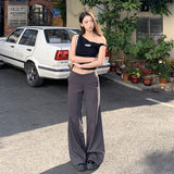 25 Years Of Spring And Summer New Elasticity Thin Feeling Slightly Loose Horn Knitted Casual Pants Women Black Trousers Snow Neil