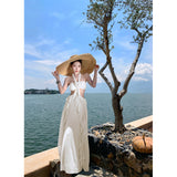 2025 Sensing Elf Girl Sexy Bare-Rise Flower Decoration Bare Back Leaves Side Design Hanging Neck Woman Dress