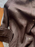 No D Recommendation! French Jin Guo Linen Brown Coffee Shirt Female Polo Collar Long Sleeve Commute Sunscreen Shirt Top