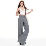 & Vintage | Striped Fabric | Loose Straight-Legged Jeans Women Striped Blue Trousers