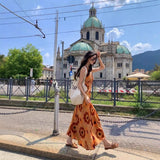 Suitable For Travel To Thailand To Wear Seaside Holiday Temperament Print V Collar Dress Bohemian Beach Dress Summer