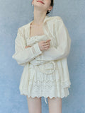 Sea-Born Flower Refreshing And Breathable Cotton Embroidery Dress Lace Hollow Skirt Three-Piece