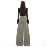 2026 Autumn Retro | Multi-Pocket Design | Loose Broad-Legged Workwear Jeans Women Yichun
