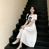 French First Love Doll Collar Giant Good-Looking Dress Women Summer College Style Gentle White Short-Sleeved Temperament Long Dress