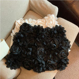 Small Fragrant Style Wearing A Half Dress Female High-Grade Three-Dimensional Rose Flower High Waist Thin A Word Short Skirt 3 Colors