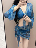 Bikini Four-Piece Swimsuit Women Split The New Conservative Long-Sleeved Meat Masking Thin Swimsuit Women Bolis 9578