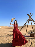 2026 Pure Lust Wind Hanging Back Line Fairy Dress Woman Seaside Lotus Leaf Side Hanging Dress