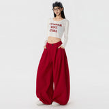 Broad-Legged Casual Trousers Women's Loose 2026 Autumn New Fold Design Pendant Straight Trousers Women