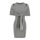 Pure Desire Sister Style High-End Temperament Suit Sleeveless Collar Vest Dress Women's Summer Shawl Dress Two Sets