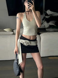2026 Fried Street Suit Flower Belt Half-Dress Girl Summer Babes Hanging Neck Slings Net Red Dress Two-Piece