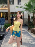 2026 New Hottie Sexy Strapped Summer Flower Skirt Bag Hip Dress Three-Piece Swimsuit Woman
