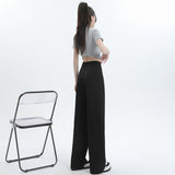 Suit Pants Women's Spring And Autumn Thin High Waist-Hanging Casual Gray Summer Narrow Version Of Drag Straight Broad Leg Sunscreen Pants