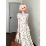French Retro Niche White Wave Dot Short-Sleeved Dress Women's 2026 New Summer Temperament Waist Dress