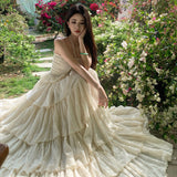 French Beauty Seaside Holiday Hanging Neck Hanging Dress Fairy Summer Birthday Engagement Evening Dress Beach Dress