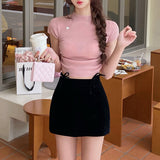 The Tee Class Foundation System Is Very Powerful! Thin Knitted Top Wool Long And Short-Sleeved Woman