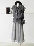 This Year's Popular Beautiful Loose Shirt Light Workplace Commute Wearing French Gray Short-Sleeved Shirt Shirt Women Summer