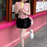 Soft Sister 60 100 Wool Knitted Hollow Top Lace Skirt / Polo Short Sleeve