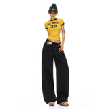 Summer New Lyselle Tiansi Millennium Hottie Candy Color Loose Broad-Legged Slacks Cyanide