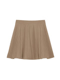 The Sunny Day Confession_Through The Wardrobe Full Folded Full Wool Skirt / V Collar Henry Waist High-Waist College Wind