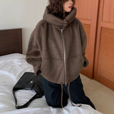 Korean Chic Autumn And Winter Niche Design Sense Splicing Hood Can Be Detachable With Warm Short Hair Coat 2 Colors