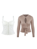 Ballet Training Buckle Lace Corset Tied Hooded Knitting Sunscreen Cardigan Women Thin
