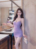 Summer Babes Small Subnet Slings Sexy Pure Desire Low-Chest Skirt Bottom Tight Ass Short Skirt Night
