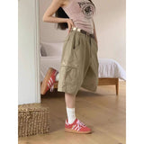 New Street Retro Pocket Trousers Loosely Set High-Waisted Casual Short-Legged Trousers 2 Colors