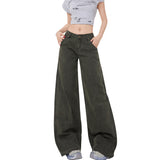 Micro-Razhu Sailwork Jeans Spring And Summer New High-Waisted Loose Broad-Legged Trousers Women Kaqi Dress Trousers