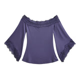 White Pure Temperament Lace Long-Sleeved T-Shirt Women Seven-Point Horn Sleeve Bottom Shirt Laziness Laziness Laziness Laziness Laziness
