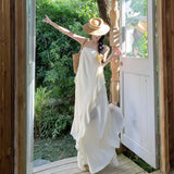 White Hanging Neck Sling Dress Women's Summer 2025 New French Long Skirt Holiday Dress