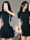 Swimsuit Female High Sense 2025 New Conservative Dress Masked Thin Sports Flat-Angled Hot Spring Swimming Suit