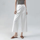 Broad-Legged Trousers Women's Summer Thin White Casual Straight Trousers High Waist Thin Commuting Loose Nine-Point Trousers