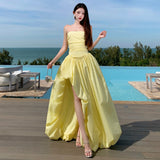 2025 Summer Bra Open Fork With Solid Color Temperament Fashion Dress Skirt Skirt High Waist