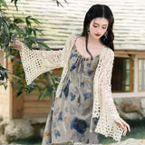 New Chinese Sling Dress Ink Painting Tie-Dye Small Design Of National Style Dress Holiday Style Photo Skirt