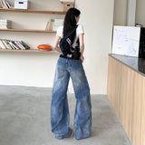 Vintage Wide-Legged Scissors Jeans Women's Summer 2025 Design Water Wash Loose Hanging Banana Pants