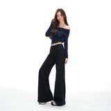 25 Years Of Autumn And Winter New Micro-Bombs Thin-Skinny Slightly Loose Flares Sports Trousers Women Black