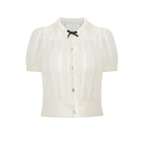 Miu Short-Sleeved Knitted Jersey Women's Spring Thin Cardigan Coat Short