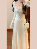 Sensing French White Knitted Dress Women Early Autumn 2025 New With Coat Inside The Bottom Skirt