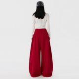 Broad-Legged Casual Trousers Women's Loose 2026 Autumn New Fold Design Pendant Straight Trousers Women