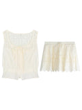 Sea-Born Flower Refreshing And Breathable Cotton Embroidery Dress Lace Hollow Skirt Three-Piece
