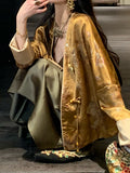 New Chinese Style Acetate Hot Gold Flowers Old Money Wind Coat Woman