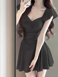 Strict 2026 New Purpure Body Thin Belly Conservative Student Dress Fresh Pure Swimsuit