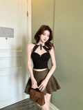 2907# Summer New Pure Lust Lace Hanging Neck Strap Sling Vest Slimmed Female Fixed With Chest Cushion