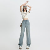 9892 Lyselle Ultra-Thin Soft Denim Narrow Version Of Small Straight-Tling High-Waisted Microbomb Jeans Women Spandex Summer Thin
