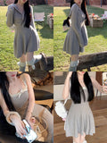Love Navy Collar Can Also Wear A Good Body Velvet Navy Collar Top / Knitted Skirt
